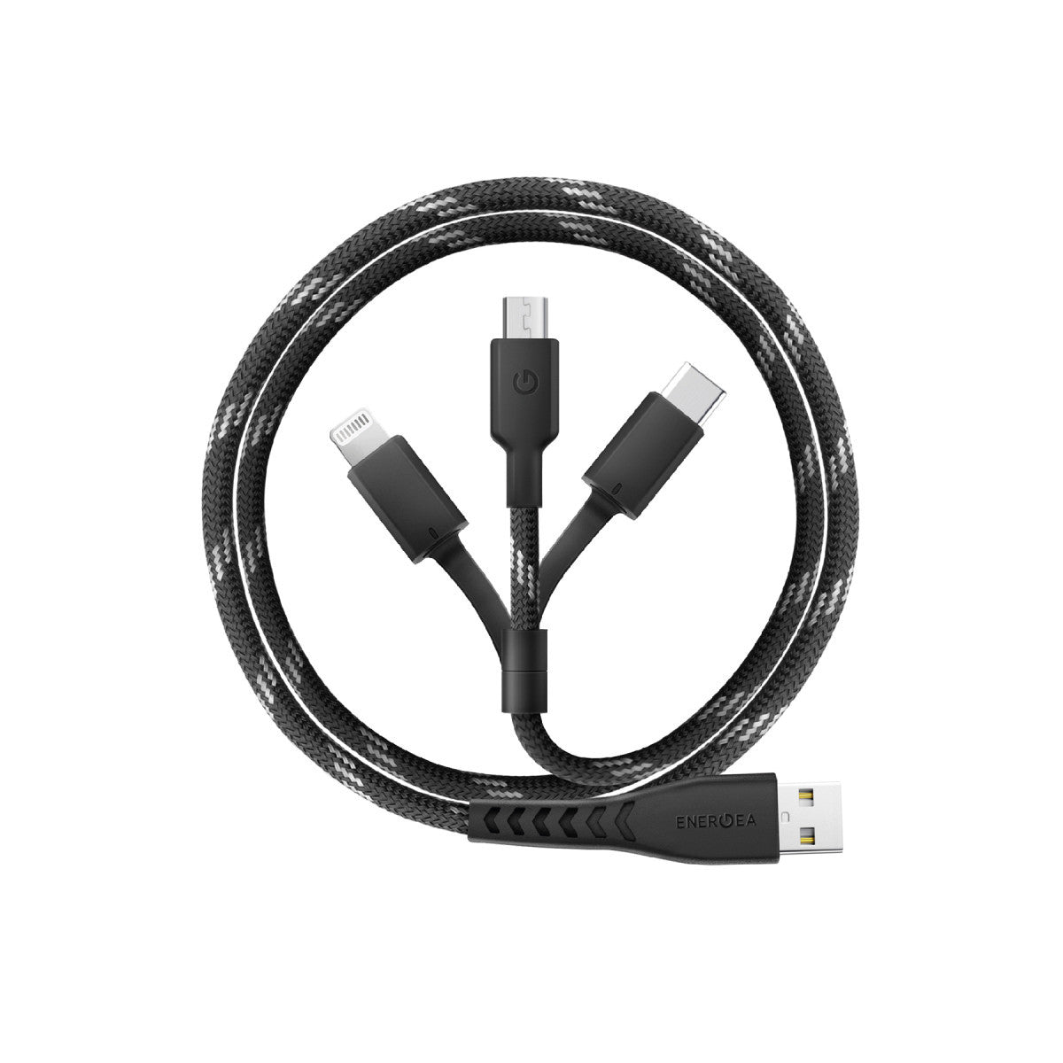 Energea C89 NyloFlex 3in1 1.5M 3A USB to Type-C / Lightning / Micro Hızlı Şarj Kablo